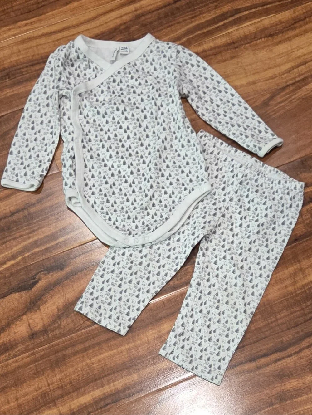 Janie and Jack EUC 12-18 Months Forest Print Bodysuit and Pants Set